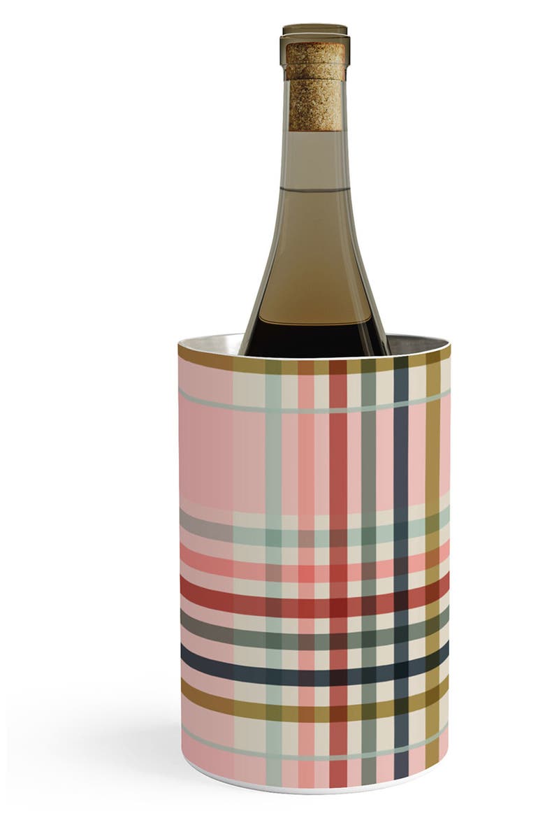 Modern Grid Print Stainless Steel Wine Chiller, Main, color, MULTI