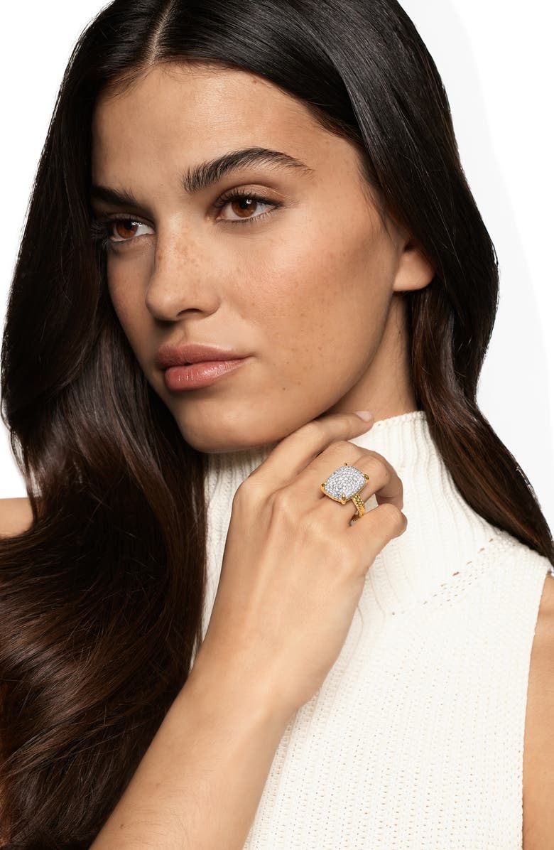 David Yurman Chatelaine<sup>®</sup> Elongated Ring, 18K Yellow Gold with Diamonds, 19mm, Alternate, color, Gold