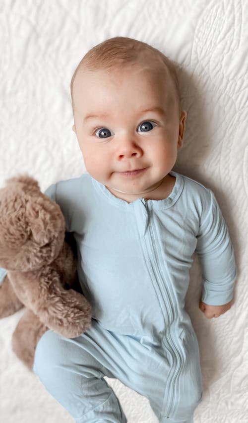 Everly Grey Jersey Long Sleeve Footie & Hat Set In Blue