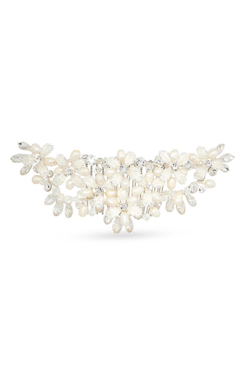 Brides & Hairpins Caressa Halo Comb, Main, color, Silver/ Freshwater Pearl