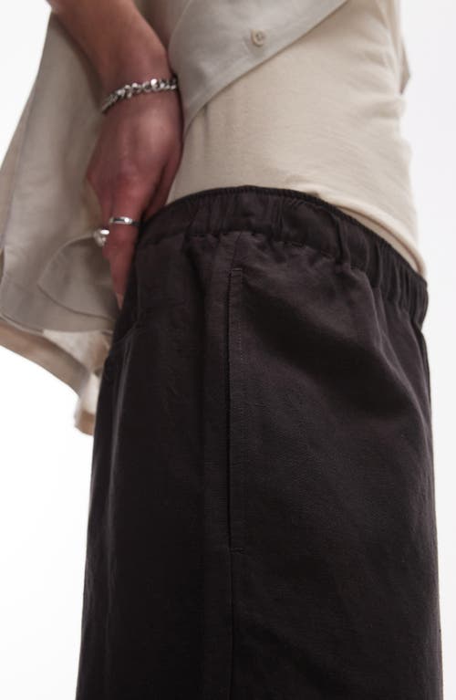 Topman Wide Leg Linen Blend Shorts In Black