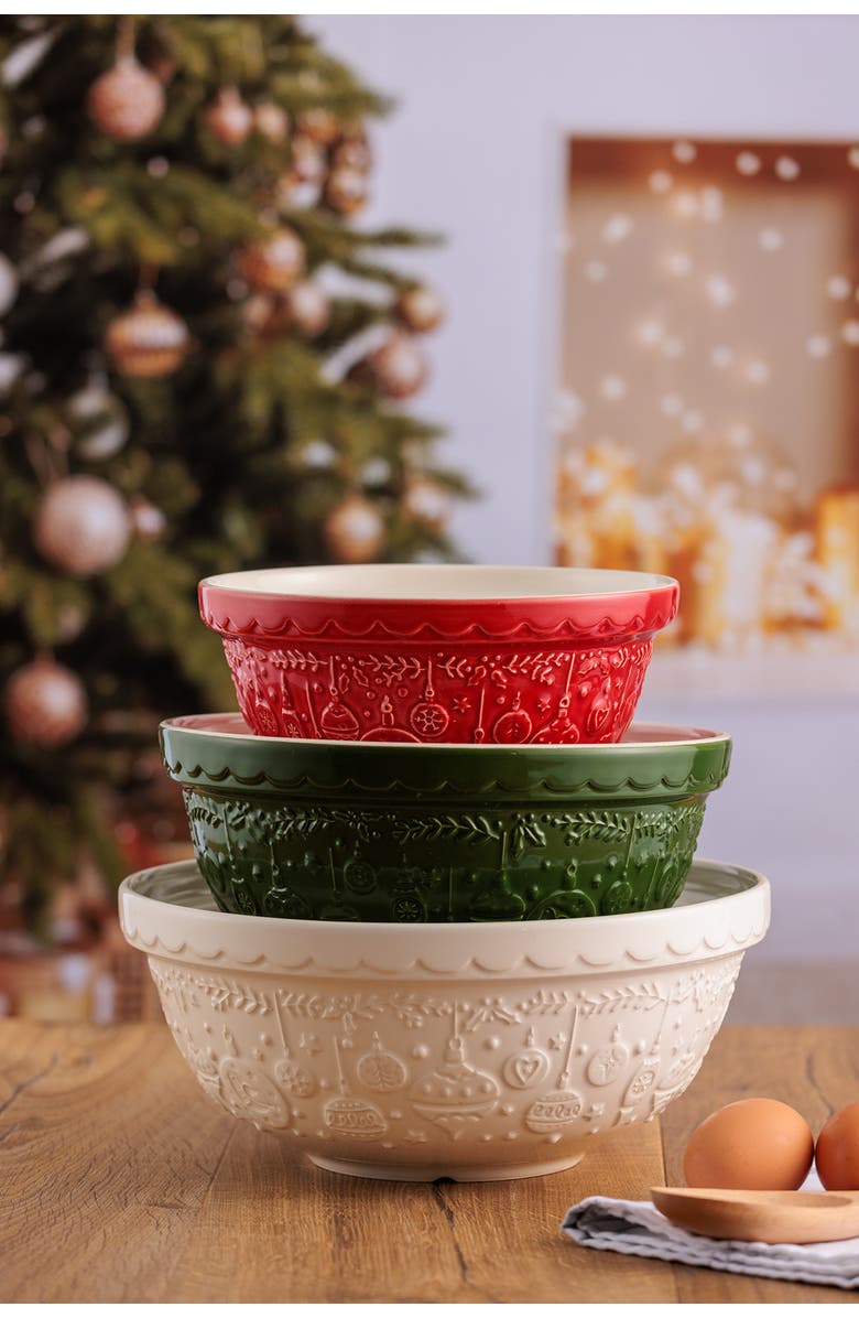 MASON CASH Deck The Halls Size 24 Green Mixing Bowl, 2.15 Quart, Alternate, color, Green