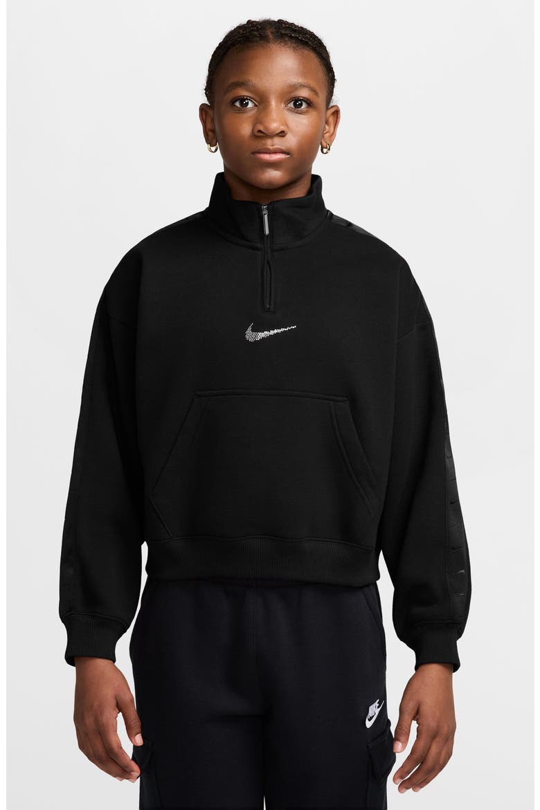 Kids' Sportswear Studio Fleece Quarter Zip Sweatshirt, Main, color, 010 BLACK