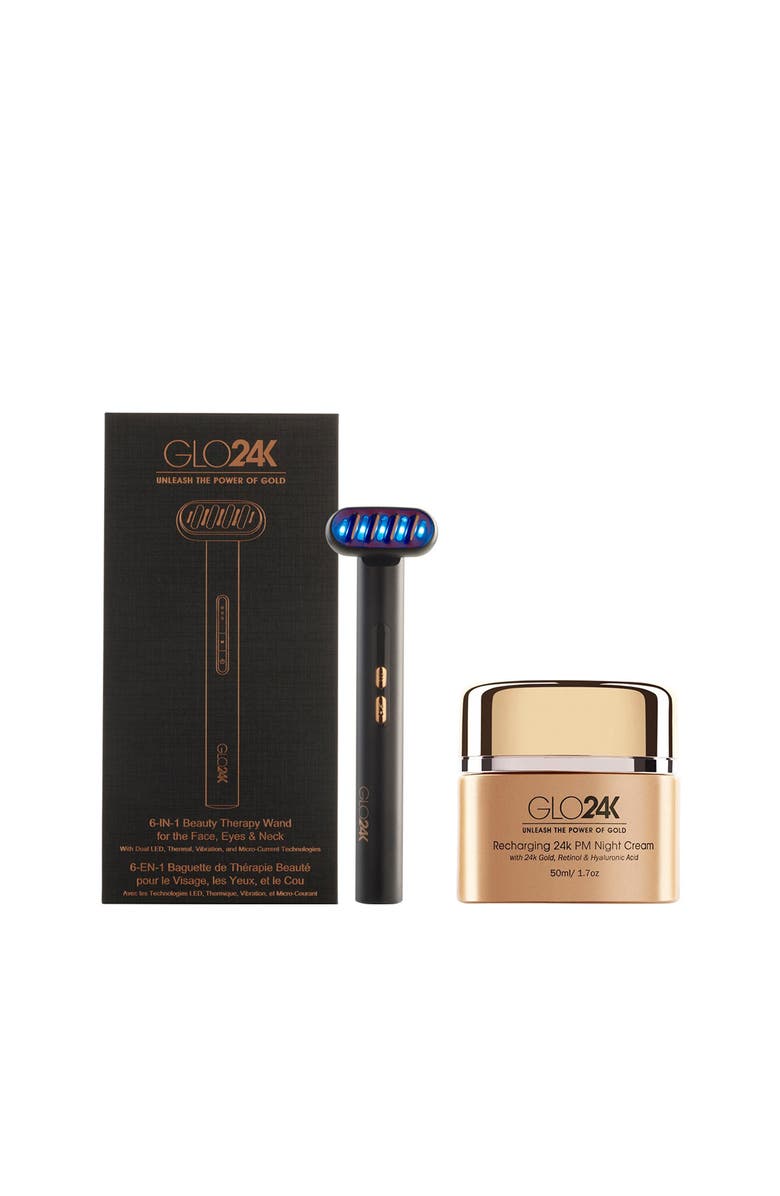 GLO24K UNLEASH THE POWER OF GOLD 6-IN-1 Beauty Therapy Wand for the Face, Eyes & Neck and 24K Night Cream, Main, color, Na