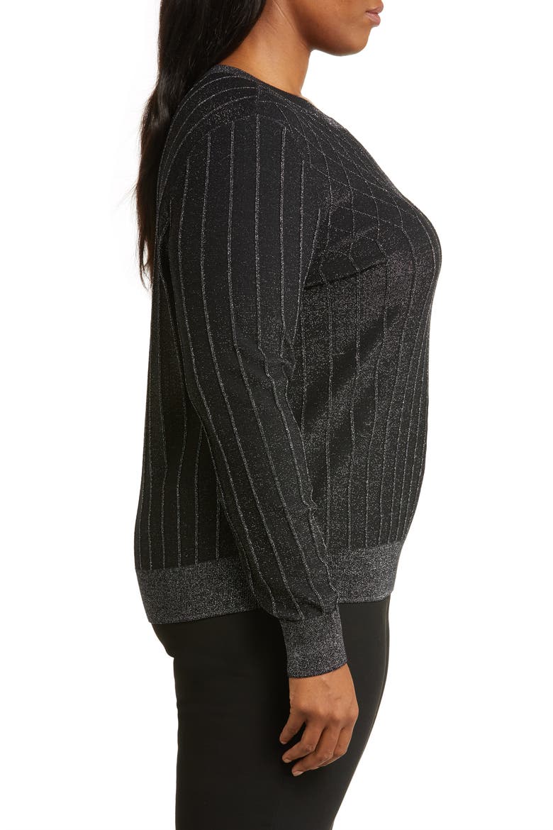 Sparkle Crewneck Sweater, Alternate, color, BLACK- DARK SILVER LUREX