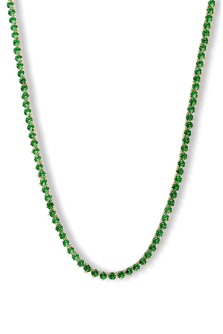 Not Your Basic Tennis Necklace, Main, color, EMERALD/ GOLD