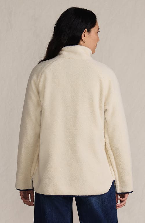 Lands' End High Pile Fleece Reversible Mixed Media Long Jacket In Blue