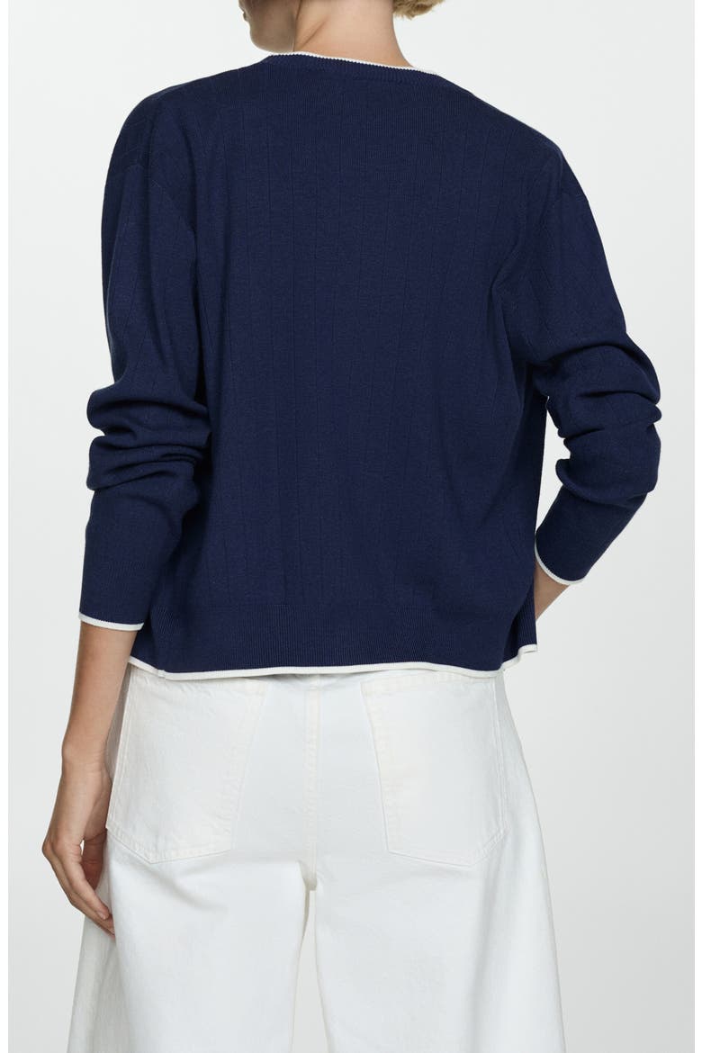 Tipped Relaxed Cardigan, Alternate, color, DARK NAVY