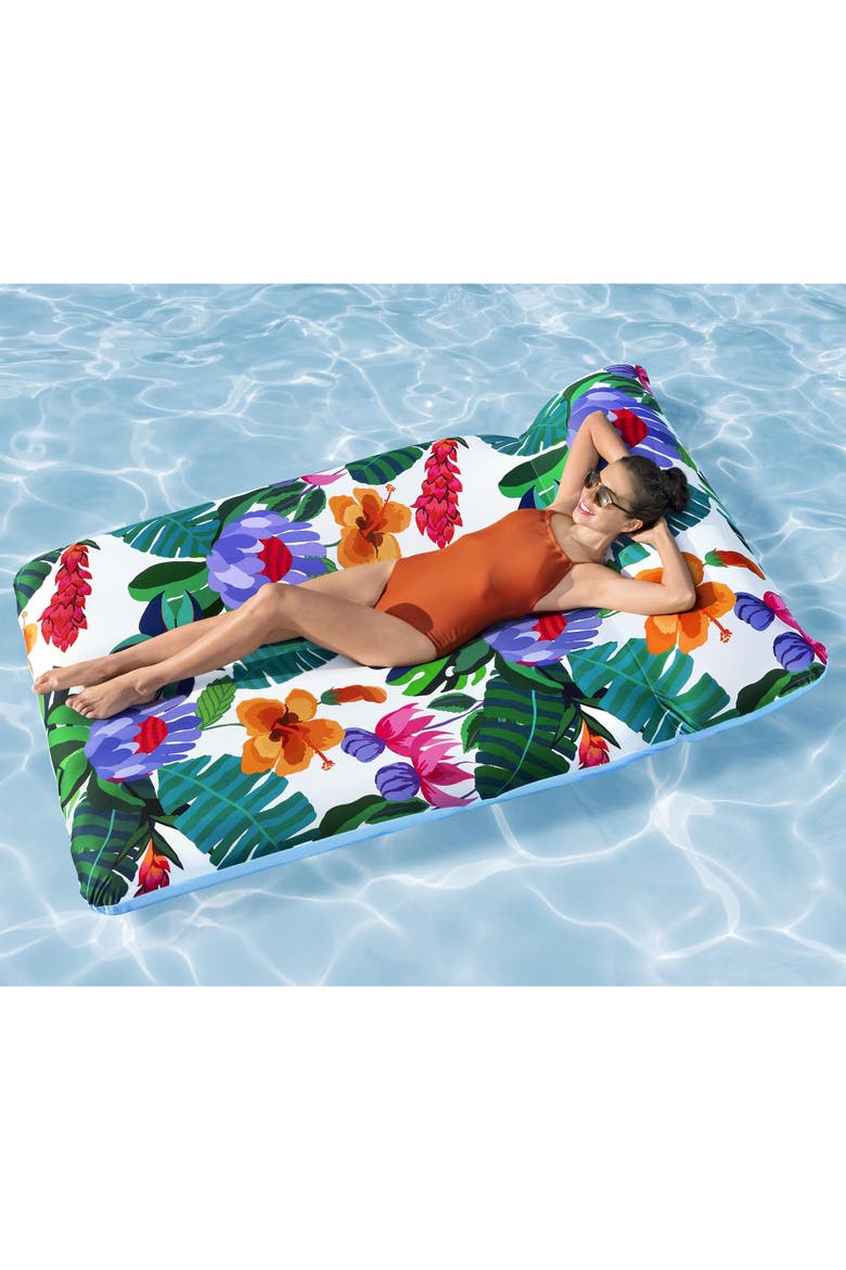 Blissful Drifter XL, 79" Inflatable Pool Lounge with UPF Cover & Headrest, Alternate, color, Multicolored