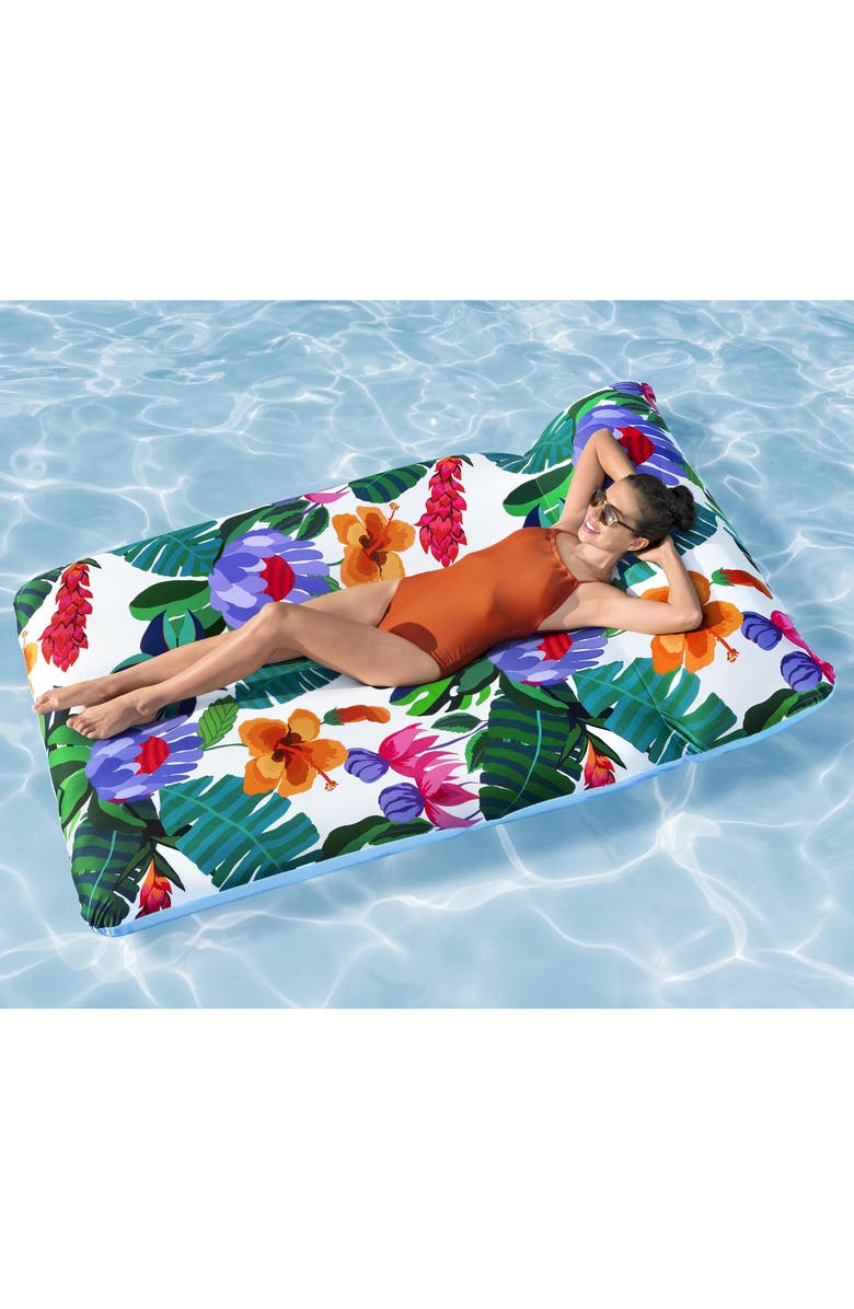 H2OGO! Blissful Drifter XL, 79" Inflatable Pool Lounge with UPF Cover 
Headrest, Alternate, color, Multicolored
