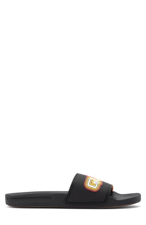 Quiksilver Rivi Wordmark Slide Sandal In Black/yellow