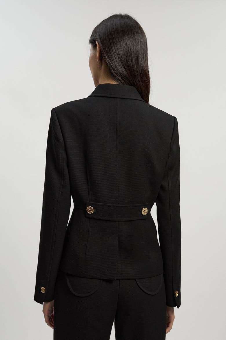 Textured Compact Stretch Tailored Jacket, Alternate, color, Black