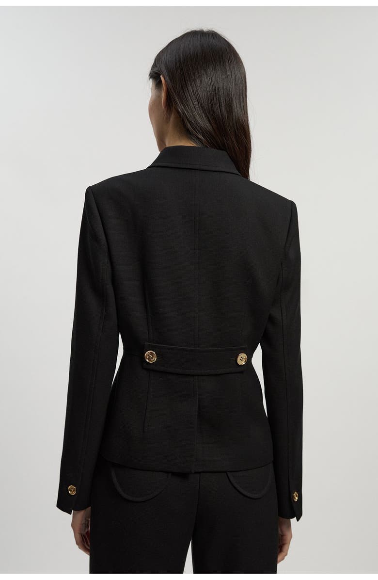 Karen Millen Textured Compact Stretch Tailored Jacket, Alternate, color, Black
