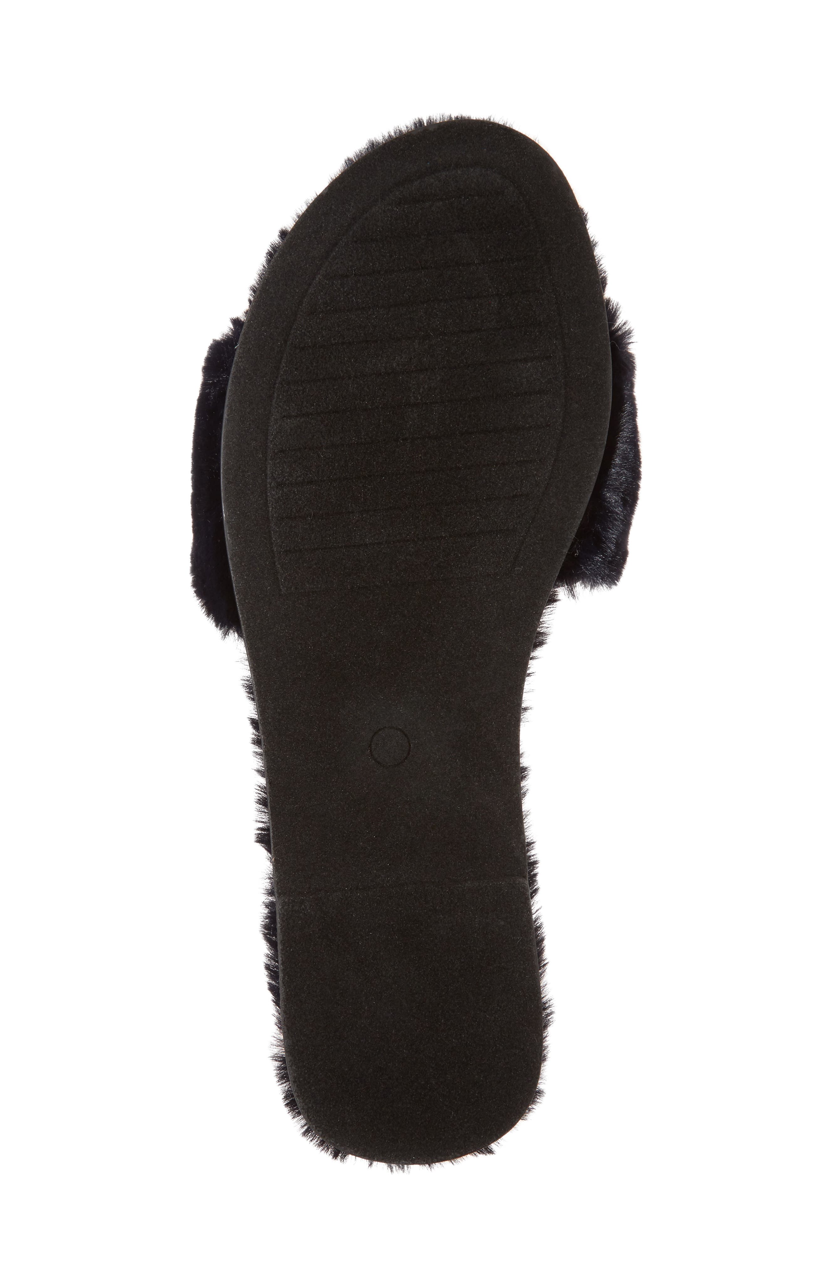 Mulholland Faux Fur Slide Sandal, Alternate, color, NAVY