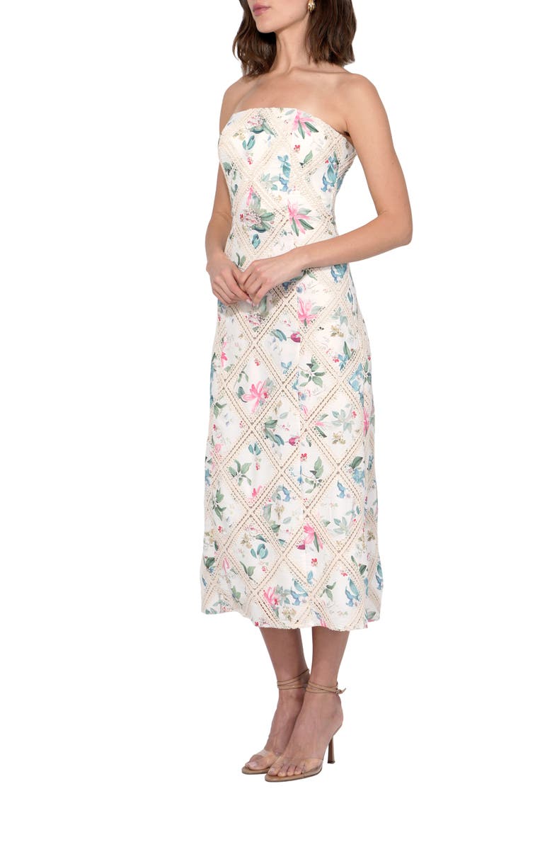 Adelyn Rae Manon Lace Inset Strapless Midi Sundress, Alternate, color, Ivory