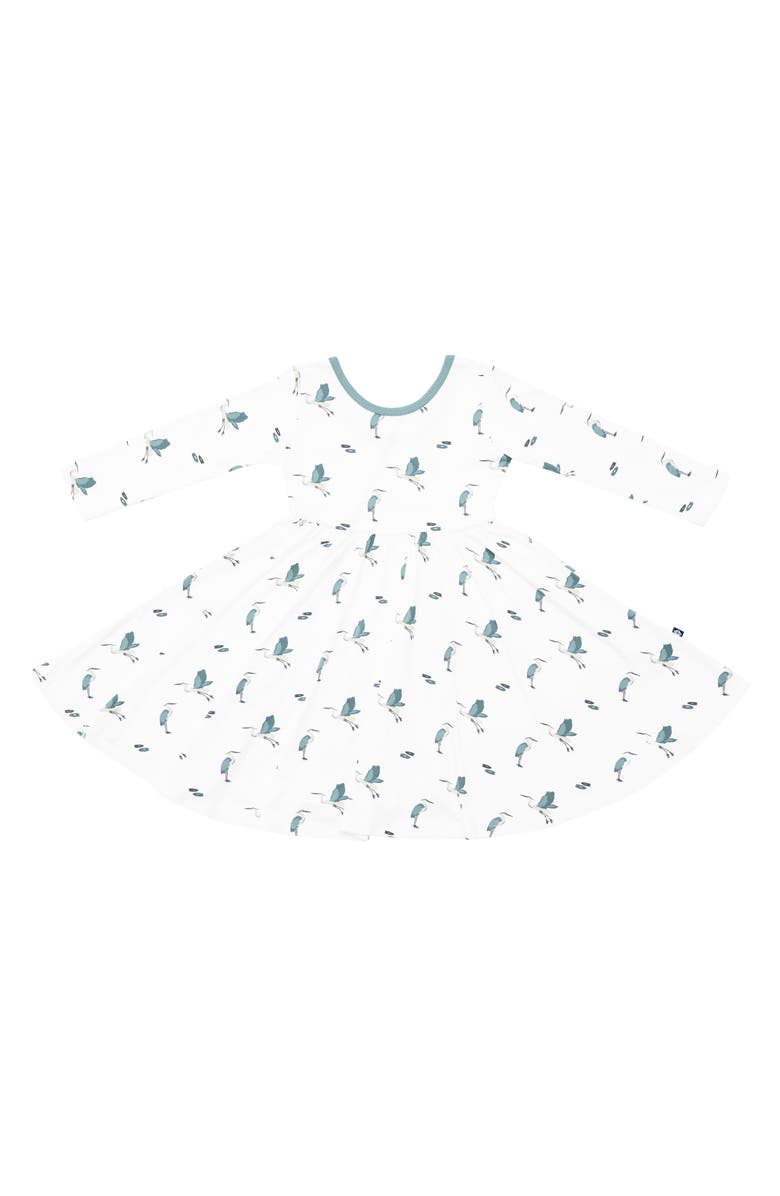 Kyte BABY Kids' Blue Heron Long Sleeve Twirl Dress, Main, color, Blue Heron