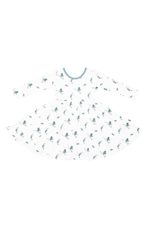 Kids' Blue Heron Long Sleeve Twirl Dress (Baby & Toddler)