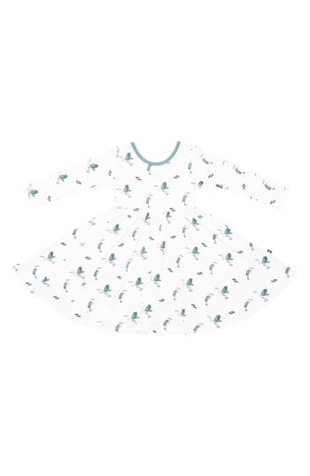 Kyte Baby Kids' Blue Heron Long Sleeve Twirl Dress In Multi