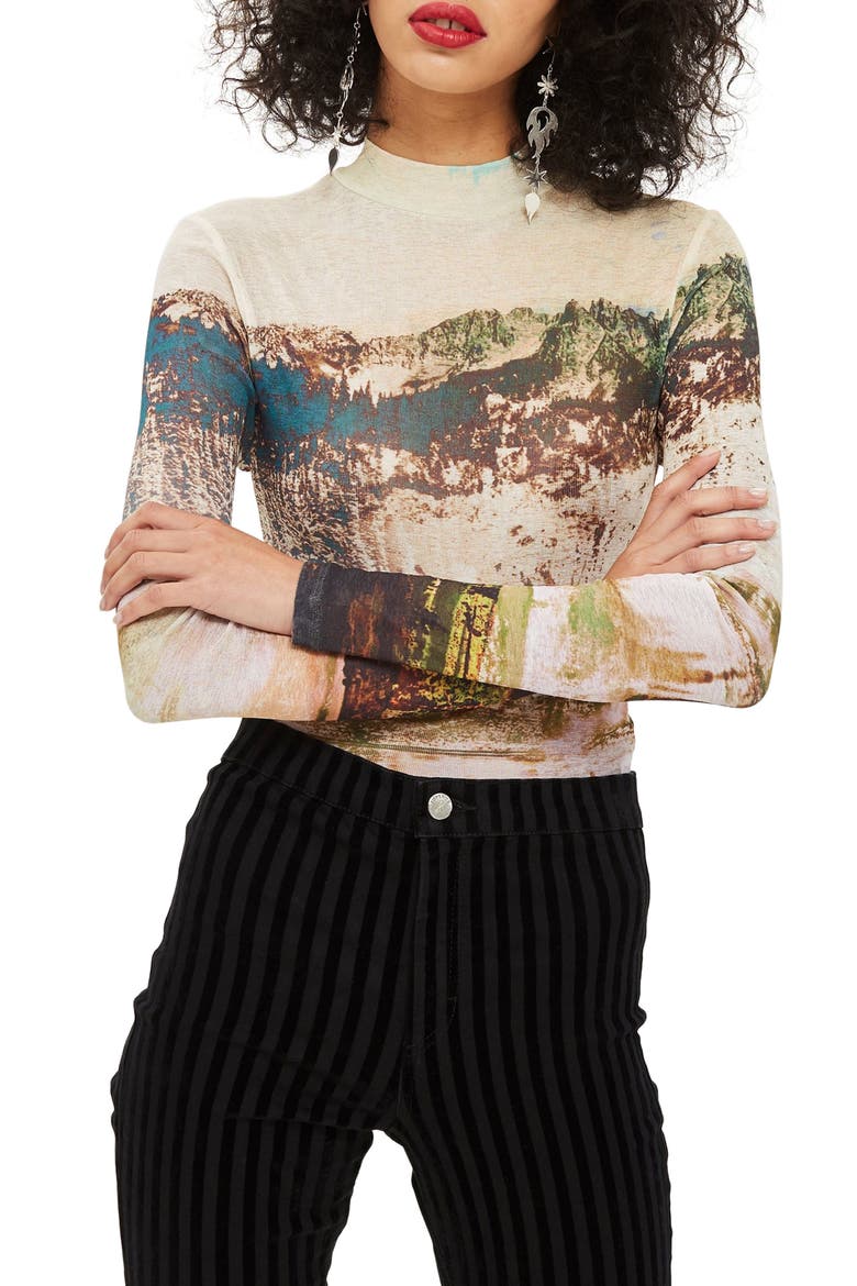 Landscape Print Tee, Main, color, CREAM MULTI