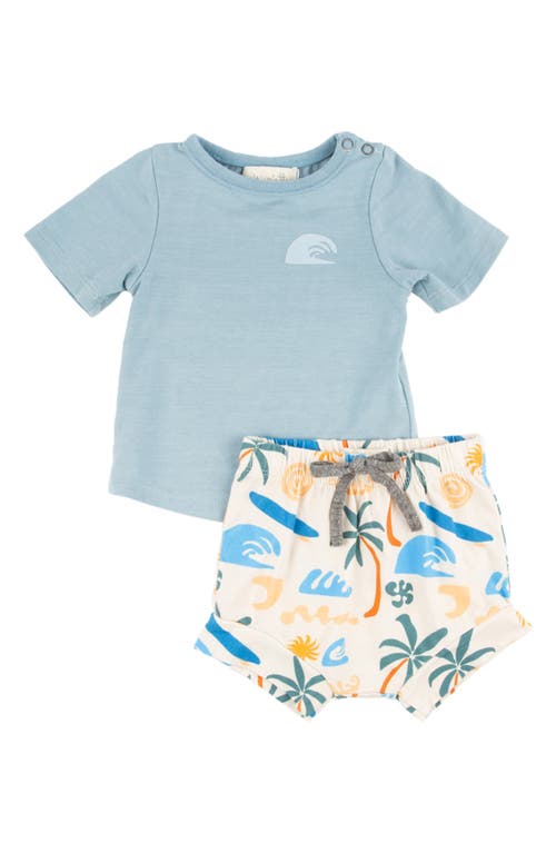 Miki Miette Christopher Cotton Graphic T-shirt & Tropical Print Shorts Set