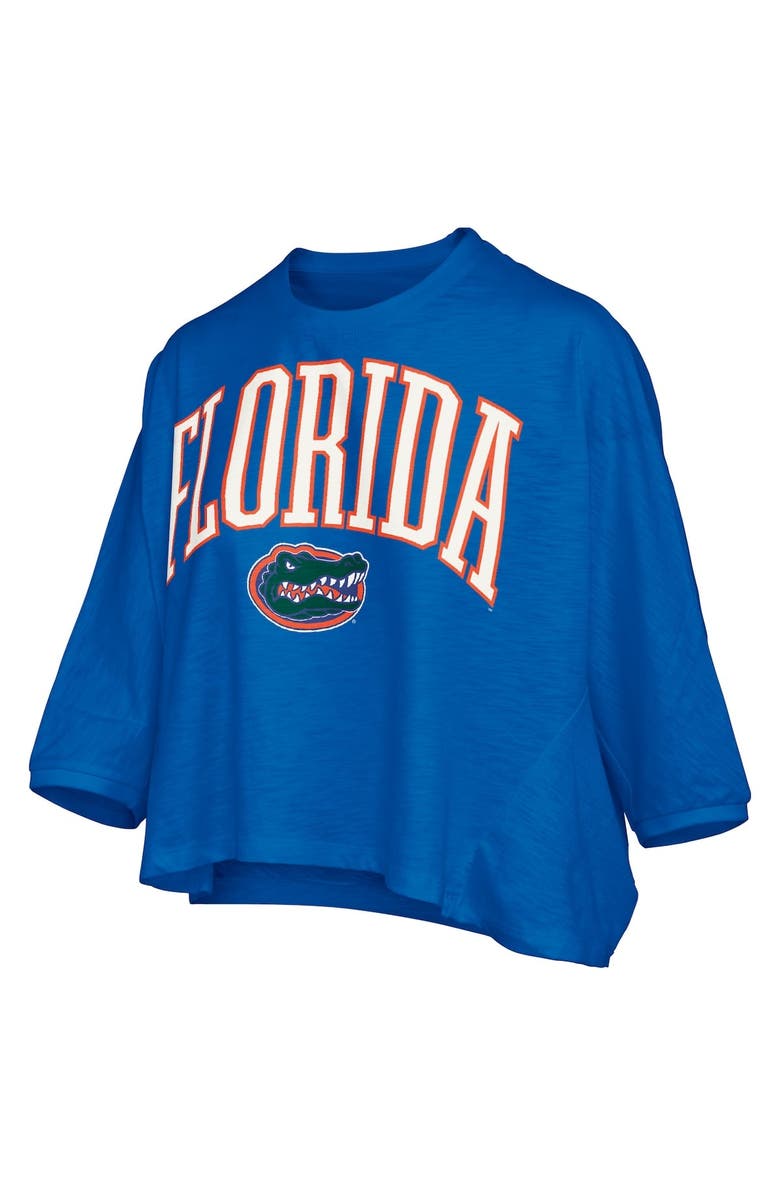 PRESSBOX Women's Pressbox  Royal Florida Gators Midi Arch Over Logo Oversized T-Shirt, Alternate, color, Royal