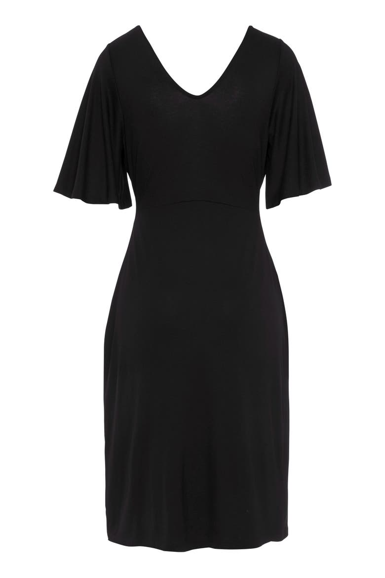 Belted Asymmetrical Dress, Alternate, color, Black