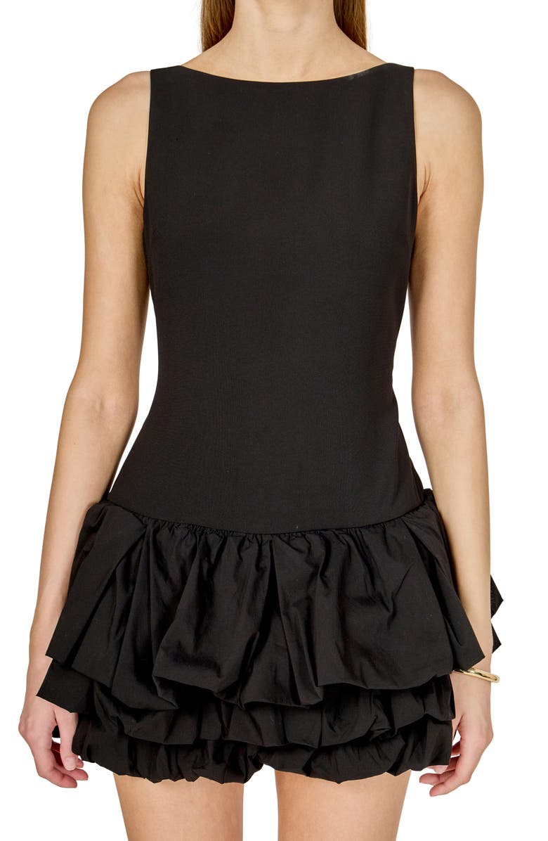 Endless Rose Bubble Hem Bodysuit Minidress, Alternate, color, Black