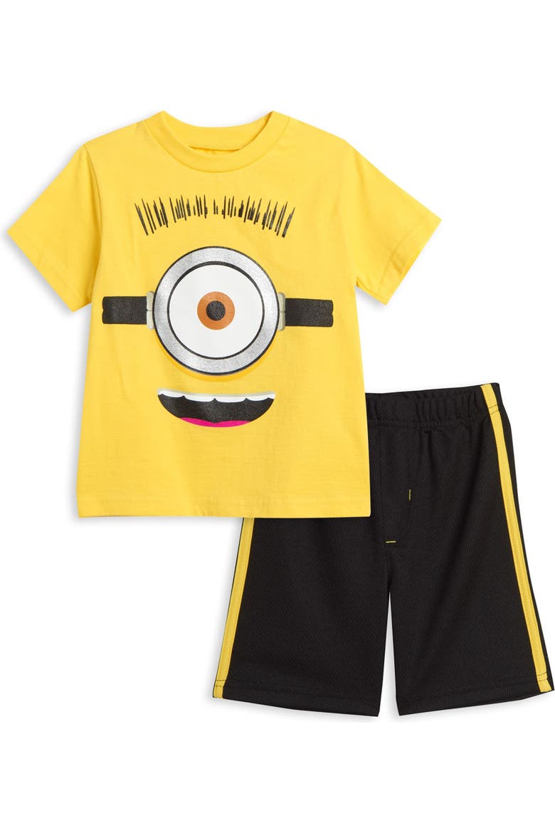 Minions 2-Piece T-Shirt and Shorts Set, Main, color, Minion Yellow Black