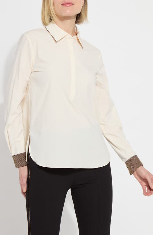 Lyssé Jamie Micro Beaded Shirt In Macadamia In White