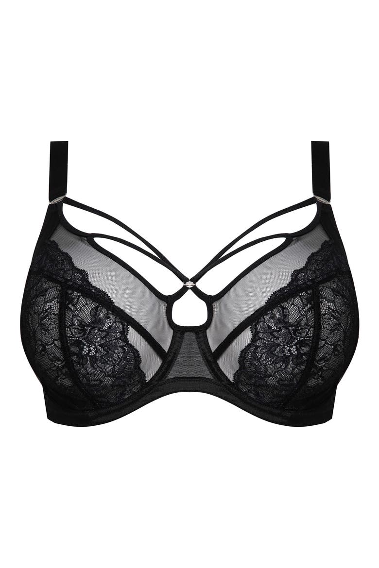 Brianna Underwire Strappy Plunge Bra, Alternate, color, BLACK
