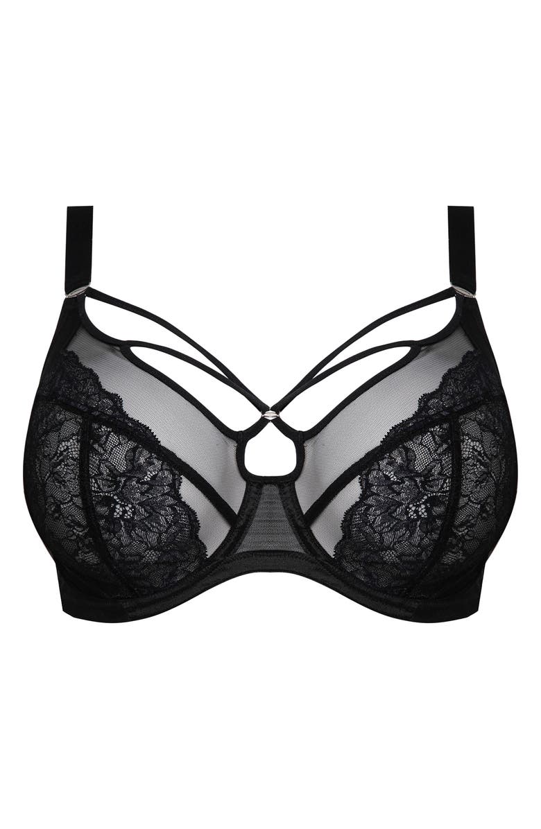 Elomi Brianna Underwire Strappy Plunge Bra, Alternate, color, Black