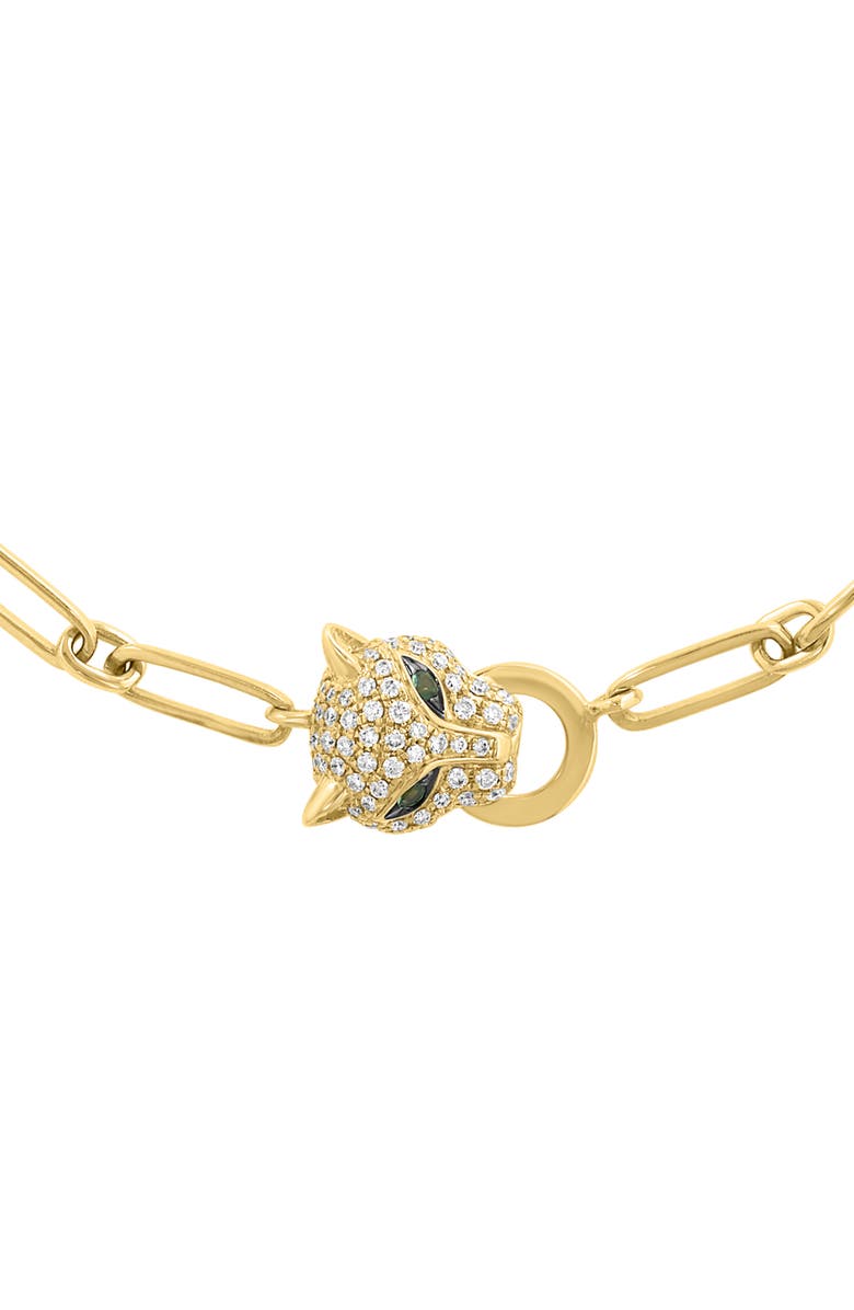EFFY Pavé Diamond & Tsavorite Panther Head Bracelet, Alternate, color, Gold
