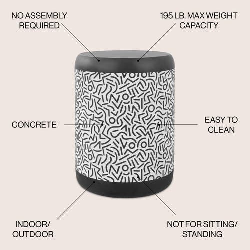 Shop Jonathan Y Indi 17.75" Modern Bohemian Geometric Drum Garden Stool In Black/white