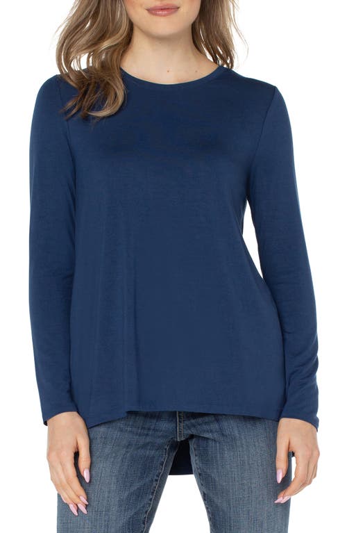 Liverpool Los Angeles High-Low Long Sleeve Top in Night Sky Blue 