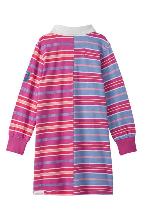 Hatley Kids' Colorblock Stripe Long Sleeve Cotton Dress In Pink