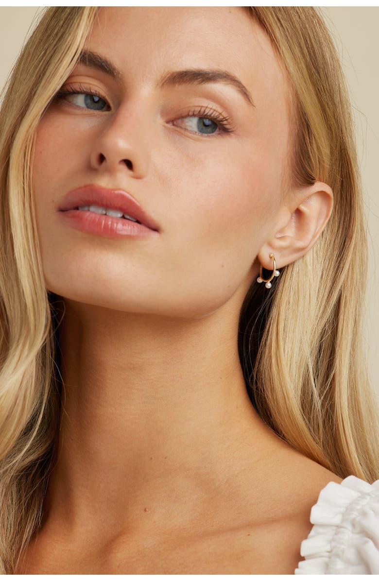 Untamed Petals Londyn Pearl Hoops, Alternate, color, Gold