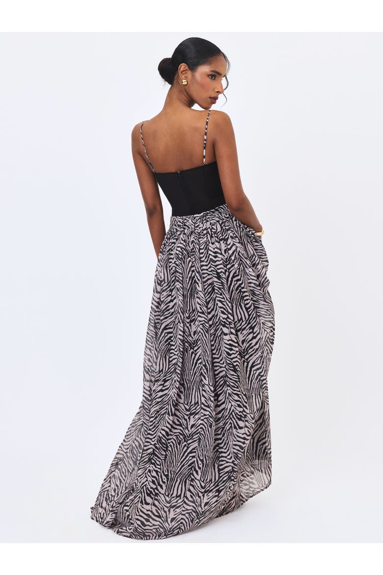 Onora Zebra Print Chiffon Dipped Waist Maxi Dress, Alternate, color, Zebra Print
