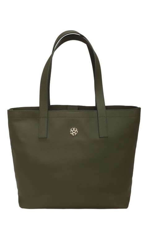 Leather Tote Bag with Removable Zipped Pouch
