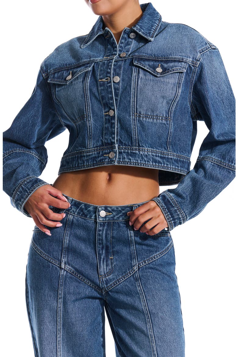 Crop Denim Jacket, Alternate, color, INDIGO WASH