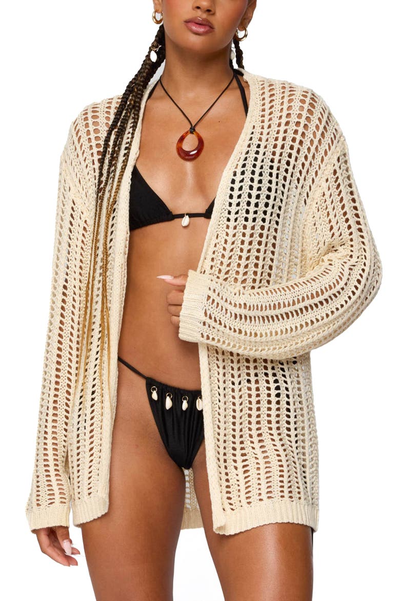 Darcee Oversize Open Stitch Cardigan, Main, color, CREAM