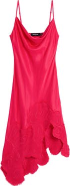 Desigual Lace Trim Asymmetric Slipdress