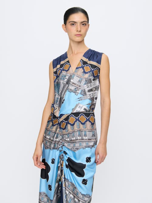 Callas Milano Agnes Sleeveless Draped Dress In Multi