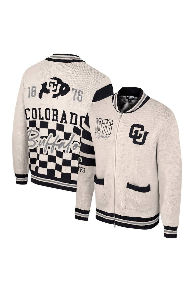 Women's Colosseum Cream Colorado Buffaloes Jacquard Full-Zip Sweater, Main, color, Cream