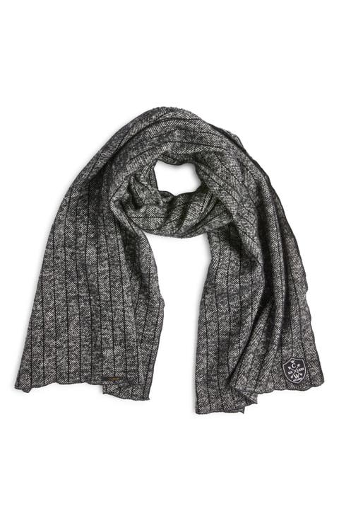 Pinstripe Herringbone Wool Scarf