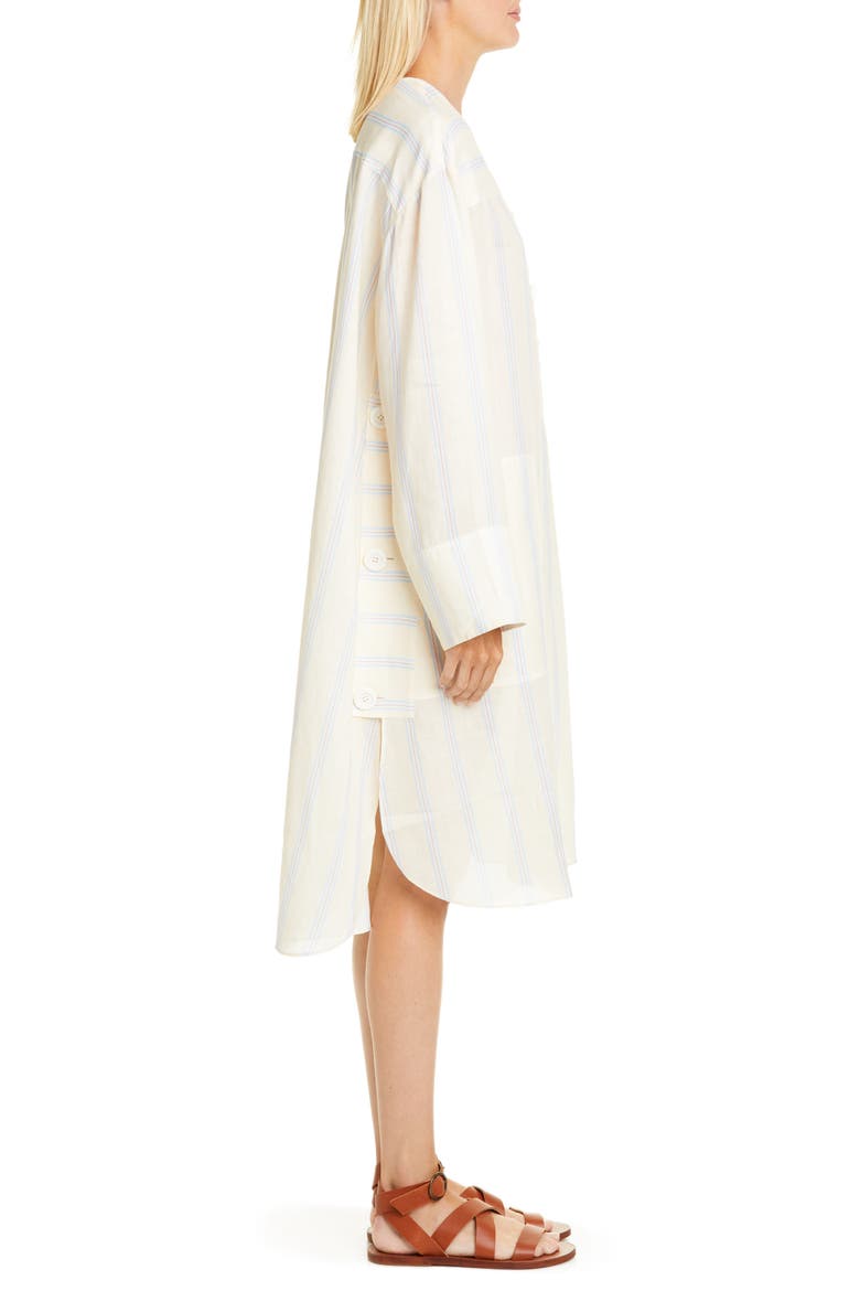 Granada Stripe Long Sleeve Ramie Dress, Alternate, color, LEMON