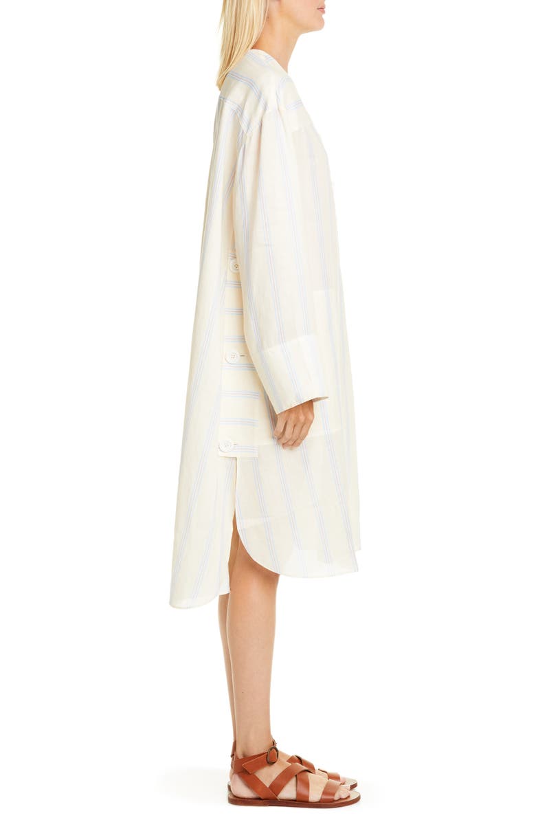 Lee Mathews Granada Stripe Long Sleeve Ramie Dress, Alternate, color,