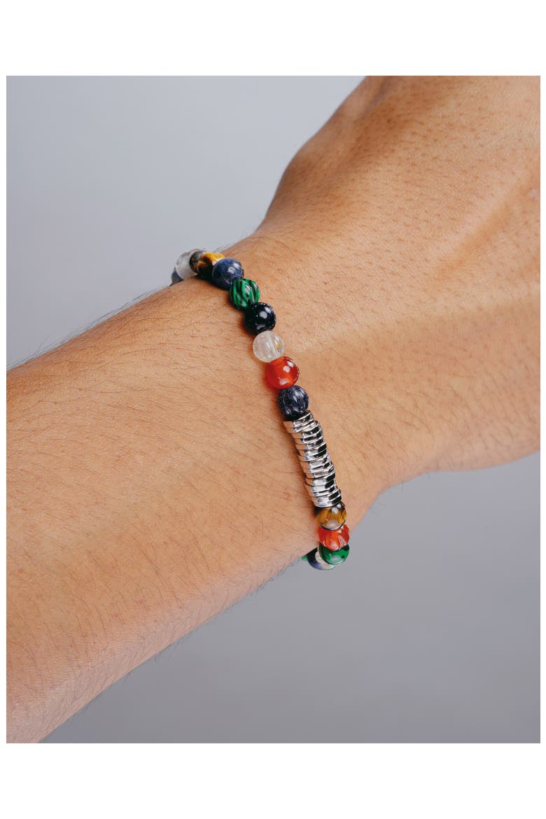 Men's Discs Beaded Stretch Bracelet, Alternate, color, MULTI COLOURED