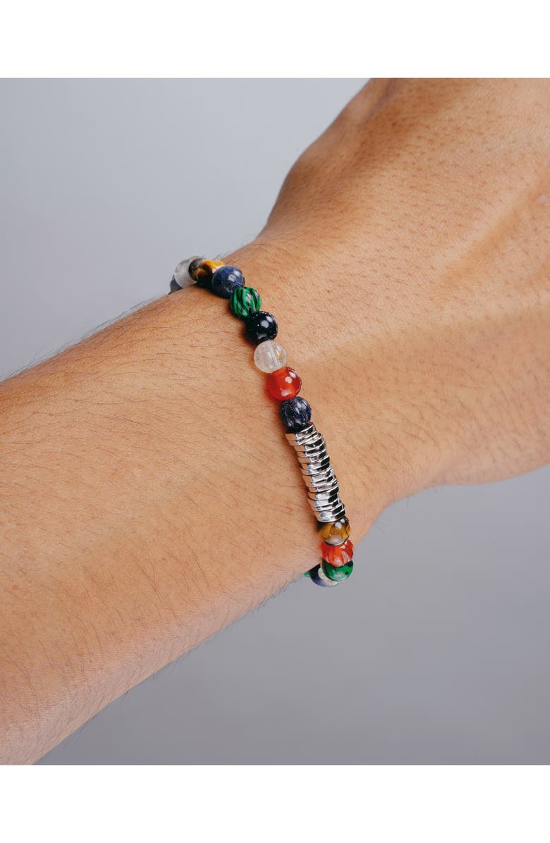 Tateossian Men's Discs Beaded Stretch Bracelet, Alternate, color, Multi Coloured