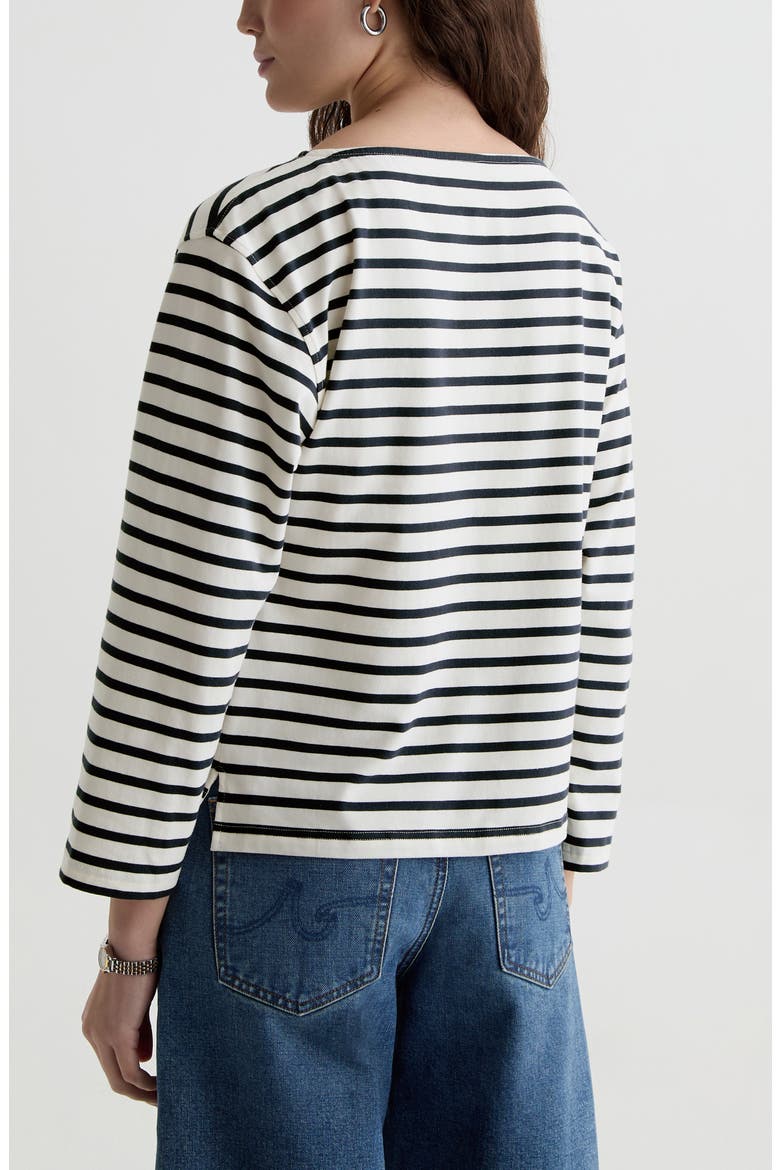 Annie Stripe Stretch Cotton T-Shirt, Alternate, color, POWDER/PACIFIC NAVY