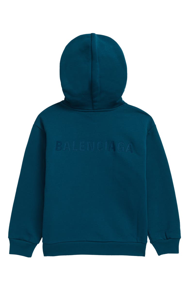 Balenciaga Kids' Embroidered Logo Cotton Hoodie, Alternate, color,